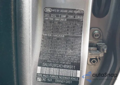 2014 Land Rover Range Rover Evoque Pure z USA, uszkodzony, nr VIN SALVR2BGXEH896911